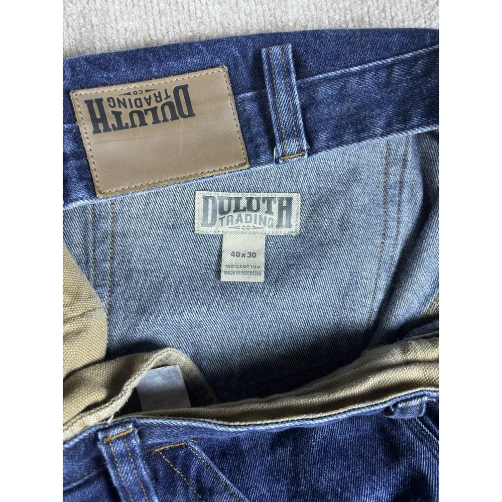Duluth Trading Carpenter Jeans Mens 40x30 Blue Denim Work Pants Relaxed 5 Pocket